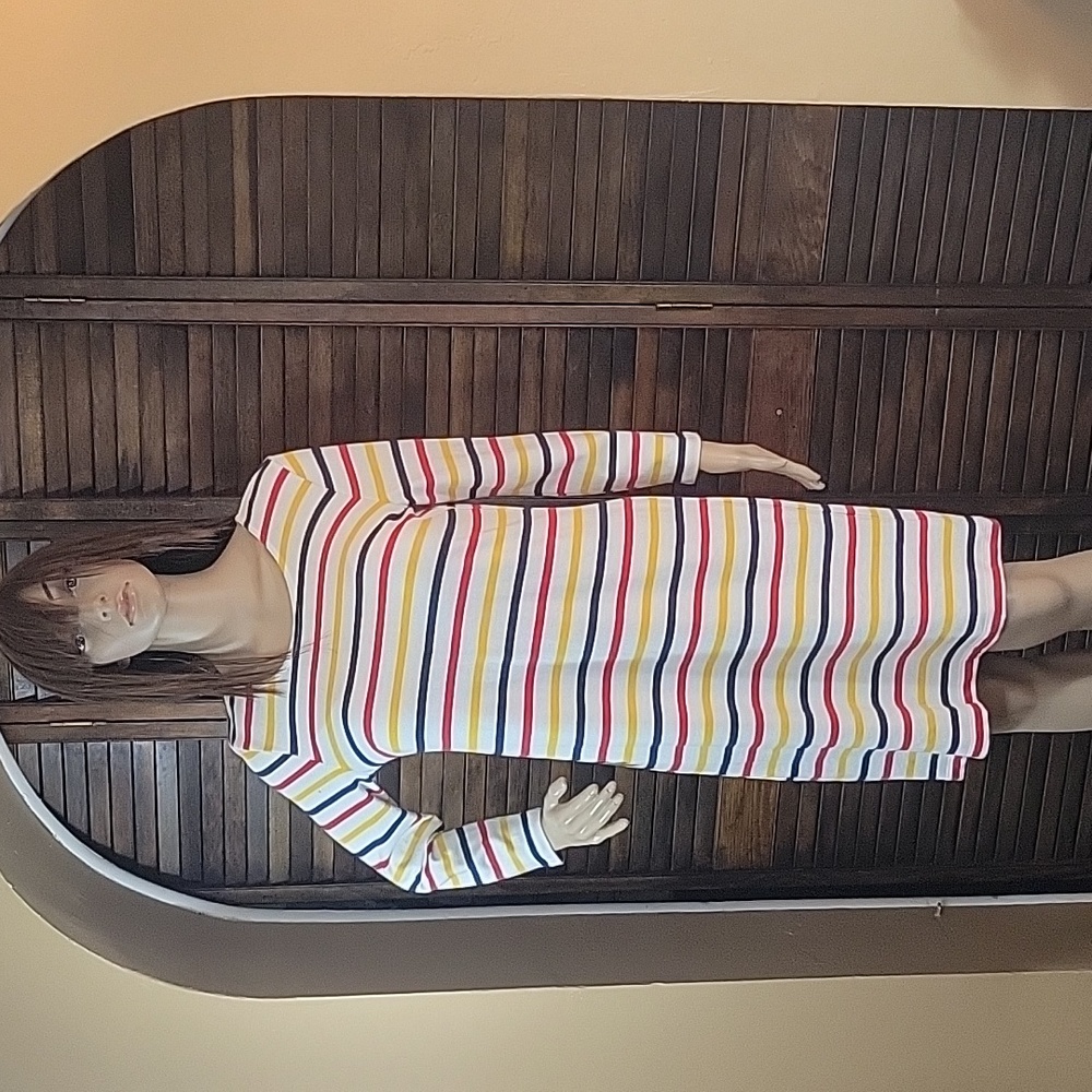 Old Navy White Striped SP Pullover Dress